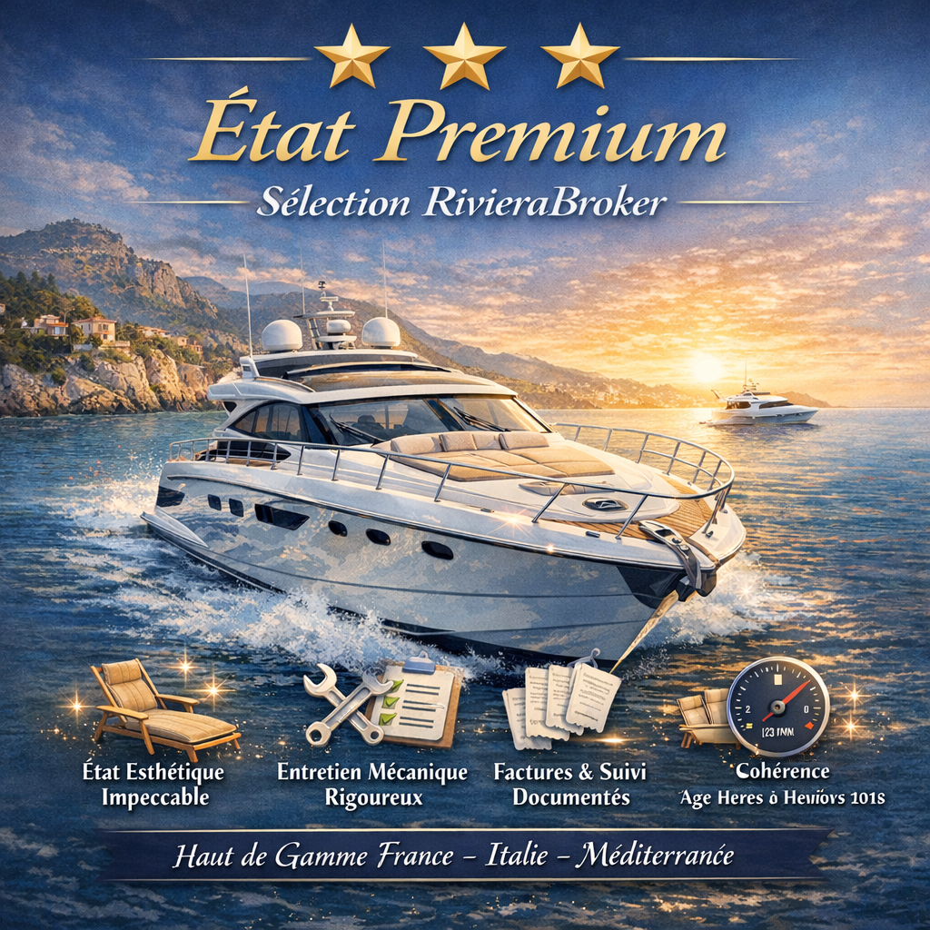 État premium RivieraBroker, bateaux d’occasion sélectionnés