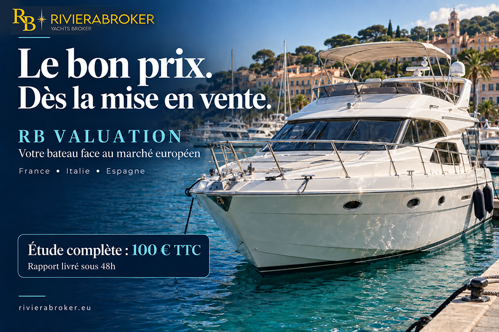 RB VALUATION par RivieraBroker : prix de vente réel d'un bateau d'occasion sur le marché européen